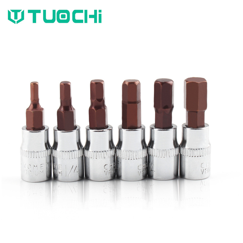 1/4 screwdriver sleeve screwdriver, hexagon socket, hexagon socket, cross head, cross-shaped spline head, screwdriver head details Picture