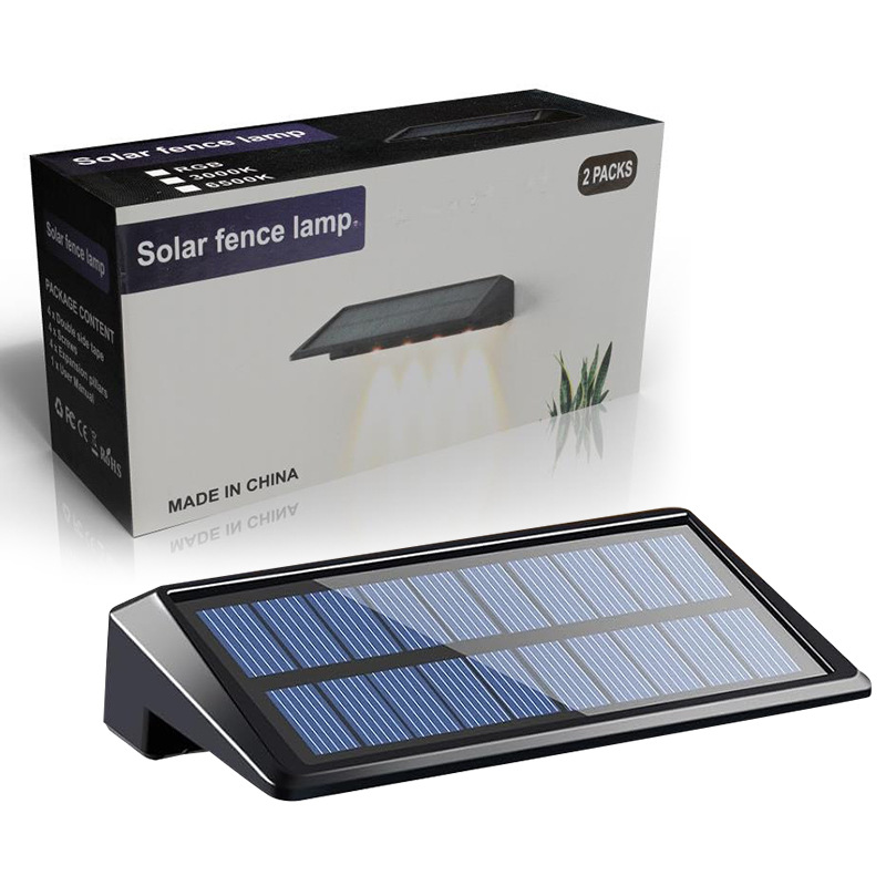 Cross-border outdoor high-brightness LED courtyard atmosphere wall-washing lights, fence deck seven-color fixed solar fence lights Item Picture