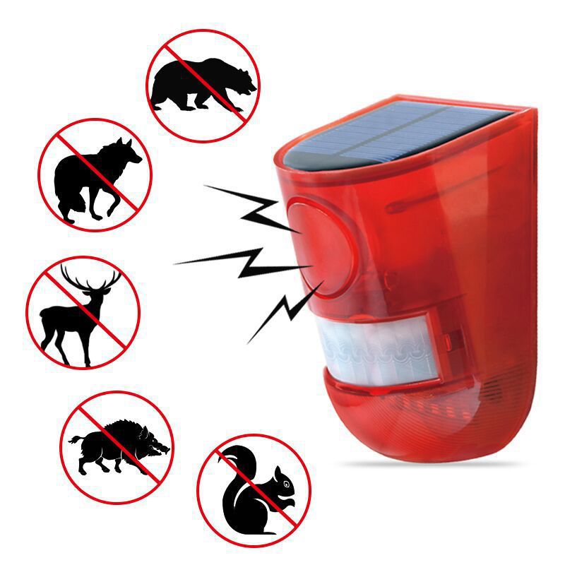 The new solar-powered sound and light alarm repeater is used to drive away wild animals, birds and ultrasonic rats Item Picture