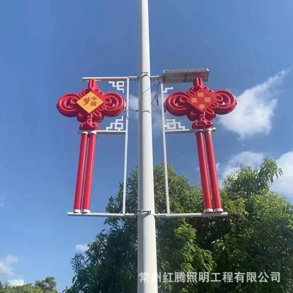 New rural led Chinese knot street lamp, outdoor road solar double-sided light-emitting vacuum-formed Chinese knot light box manufacturer Application Scenario