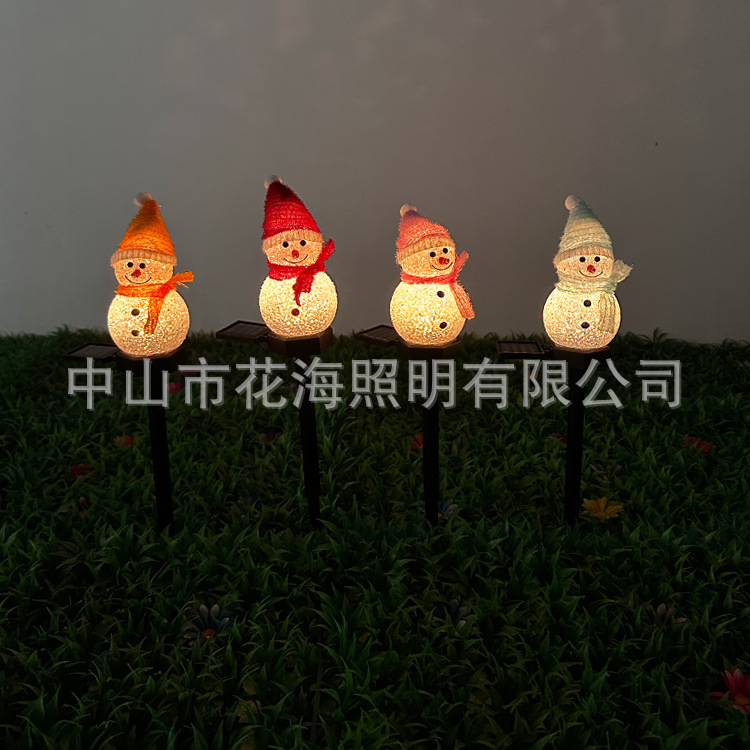 Snowman-shaped solar landscape lights, lawn lights, garden villa sets, Christmas lights, outdoor decorations, waterproof grass details Picture