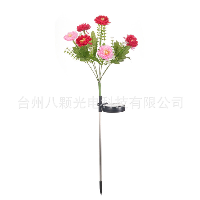 2024 New 7-head solar snow lotus flower lantern, outdoor simulation flower lantern, 7-fork LED artificial flower ground insert lamp, garden lamp Item Picture