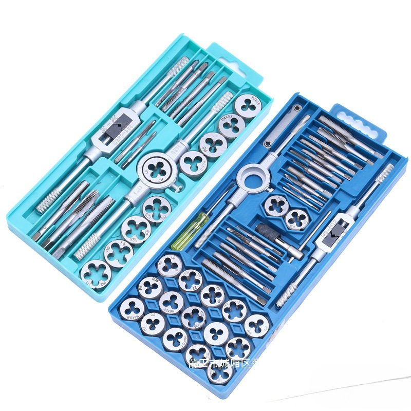 Tap and die set, hand-held screw tapping, threading, hand wrench combination set, metric hardware tools full figure