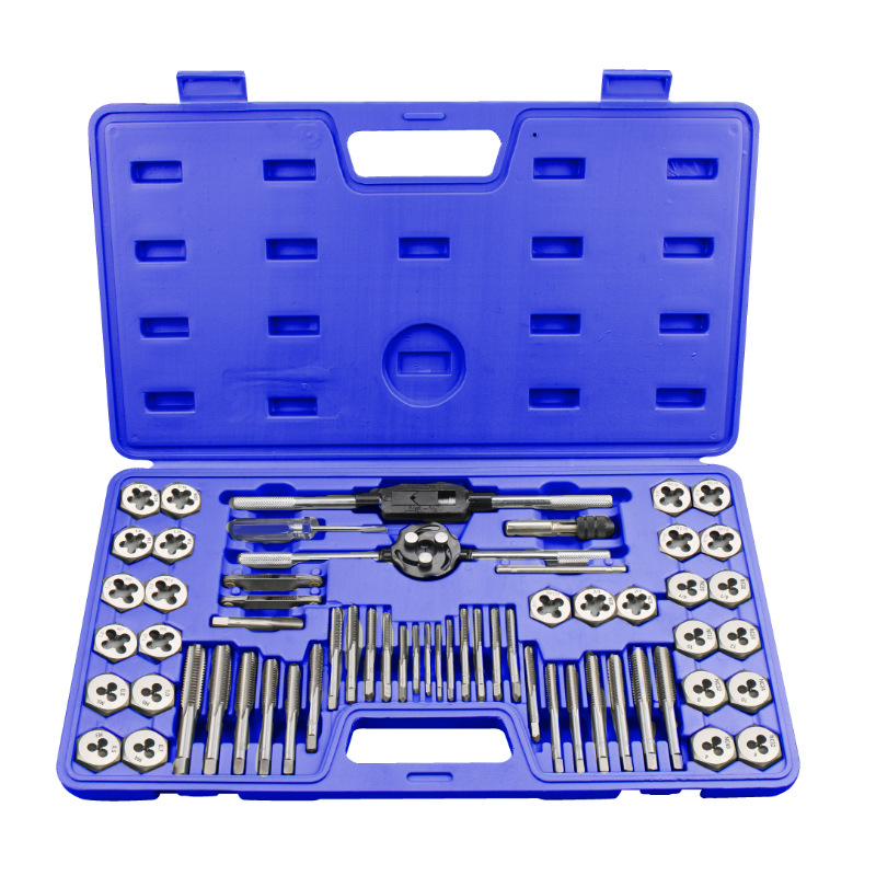 Complete set of 60pc taps and dies, 60-piece set of hand wrenches, dies and winches, metric and imperial set Specification drawing