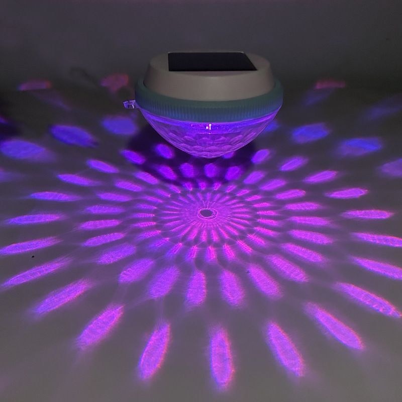 Solar-powered water float lights, garden courtyard lights, swimming pond lights, magic balls, creative balls, colored light bathtubs, swimming pool projection lights Specification drawing