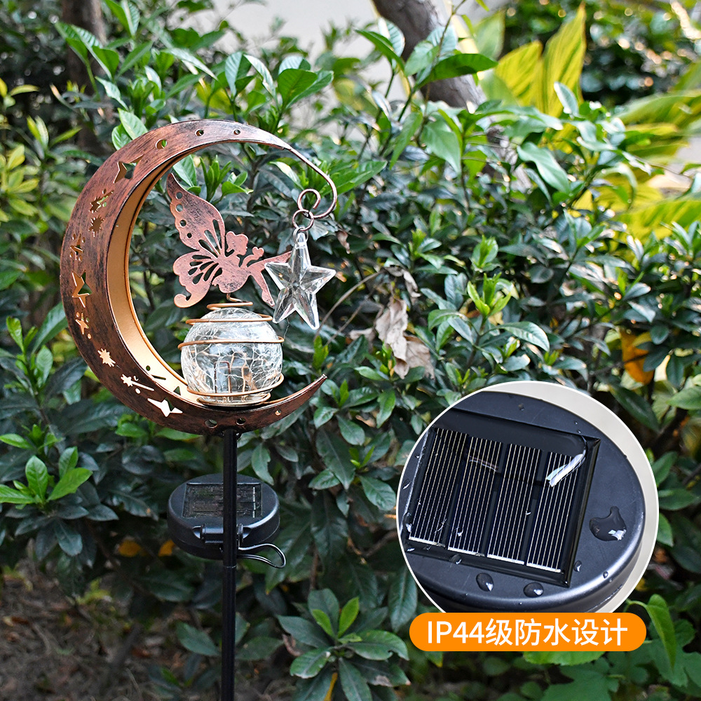 Cross-border solar outdoor moon Fairy courtyard lamp, garden landscape ground insert lamp, hollowed-out iron art fairy projection lamp Application Scenario