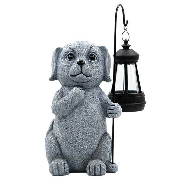 Cross-border meditation dog resin figurine, outdoor courtyard garden decoration, garden solar animal figurine Item Picture