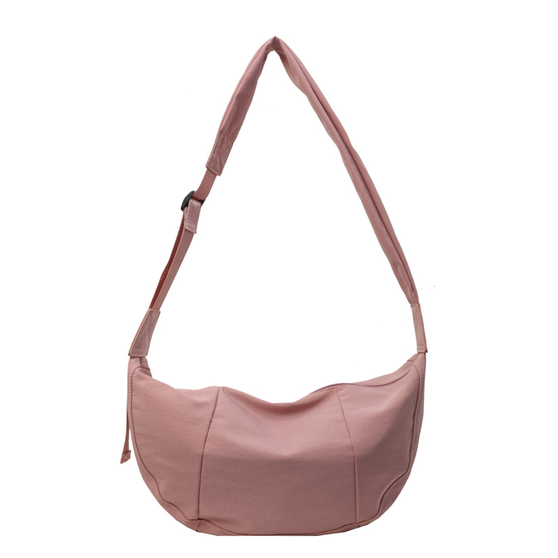 Nylon fabric crossbody bag for women, large capacity 2024 summer new wide shoulder strap single-shoulder bag, fashionable and casual dumpling bag Item Picture