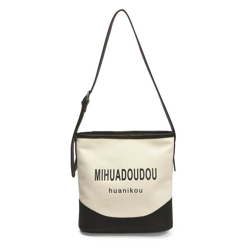 Casual bucket bag, large-capacity canvas bag, women's 2025 new style popular and versatile single-shoulder bag, women's crossbody bag Item Picture