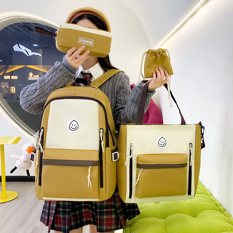 New fashionable color-blocked schoolbag, large-capacity campus backpack for junior and senior high school, simple forest-style backpack, girls' casual bag Application Scenario
