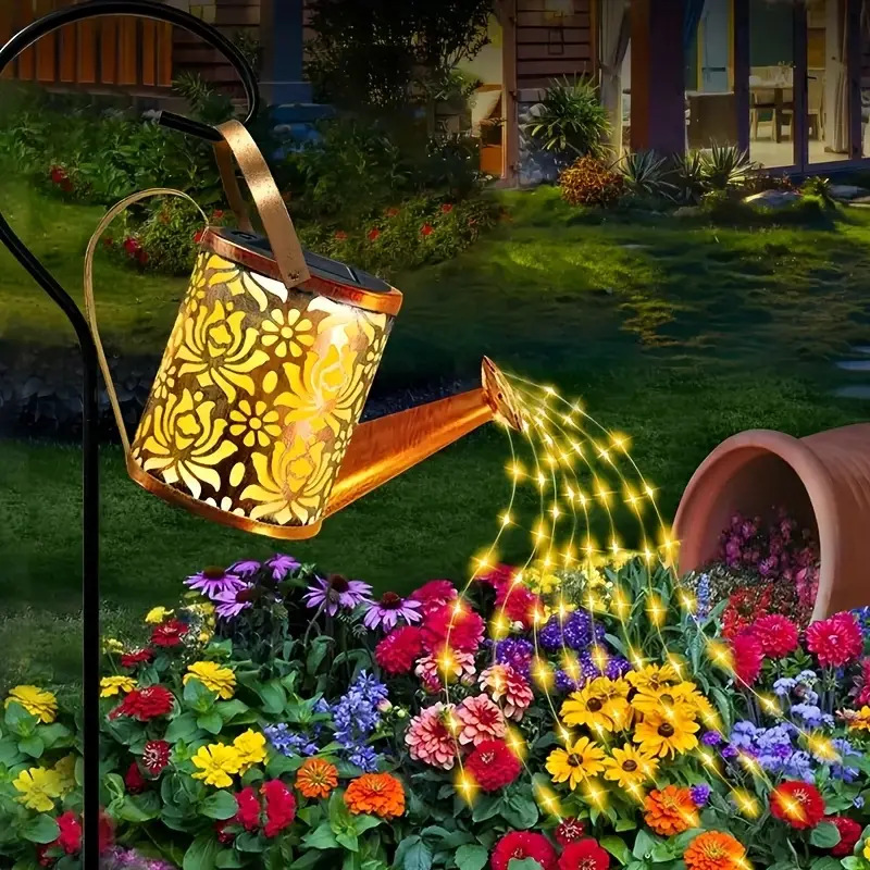 Cross-border new ironwork fairy solar water bottle lantern Flower Fairy hand-held shepherd hook ground pole lantern metal full figure
