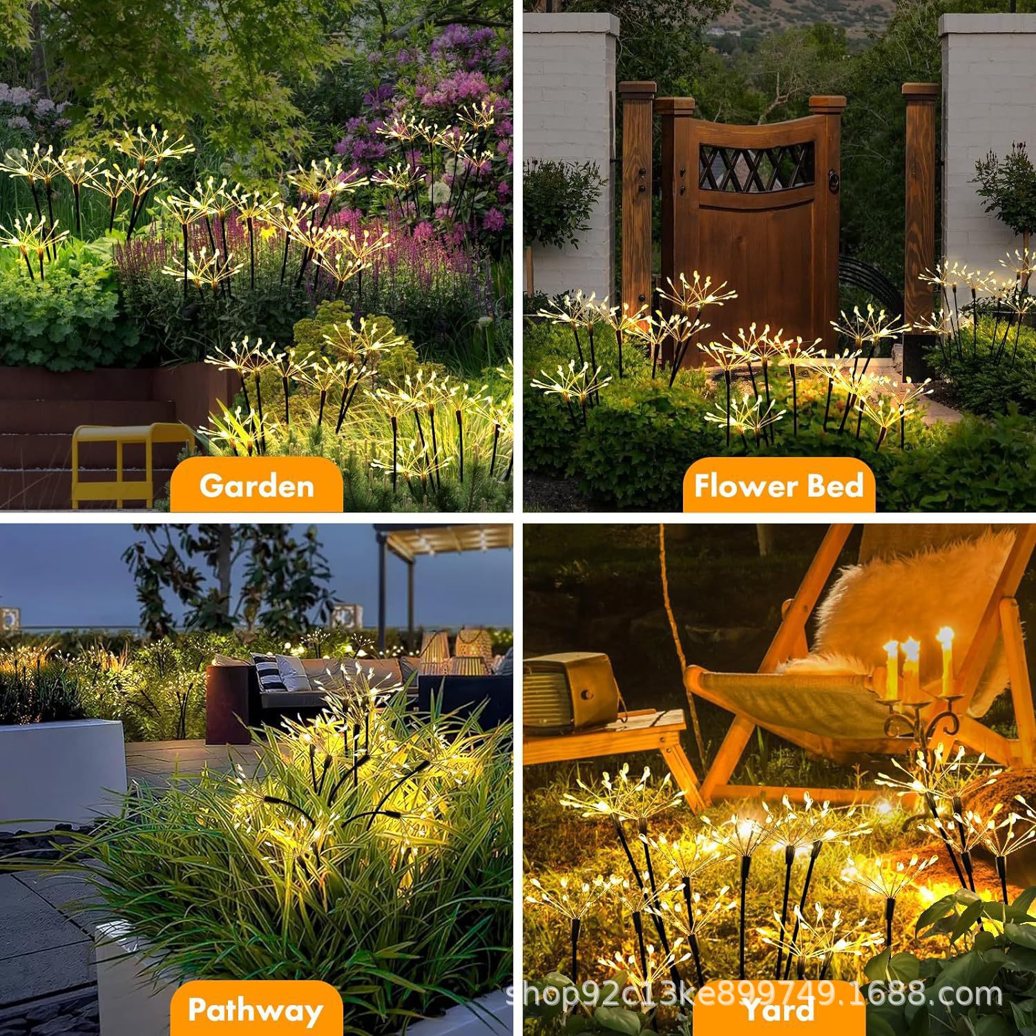 25-year new solar-powered outdoor firefly explosion lamp, garden courtyard, festival decoration, lawn, smoke string flower lamp details Picture