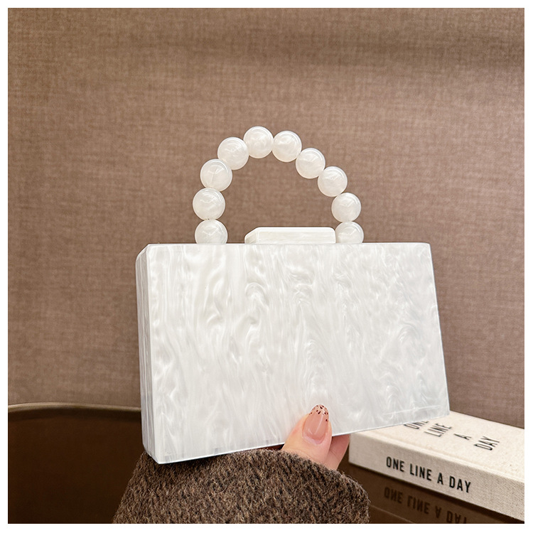 New cross-border acrylic bead hand-held bag, shoulder crossbody chain box bag, dinner bag, factory direct sale full figure