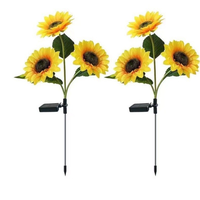 led solar ground socket light, three-head single-head sunflower light, cross-border outdoor rainproof solar decorative scene imitation Item Picture