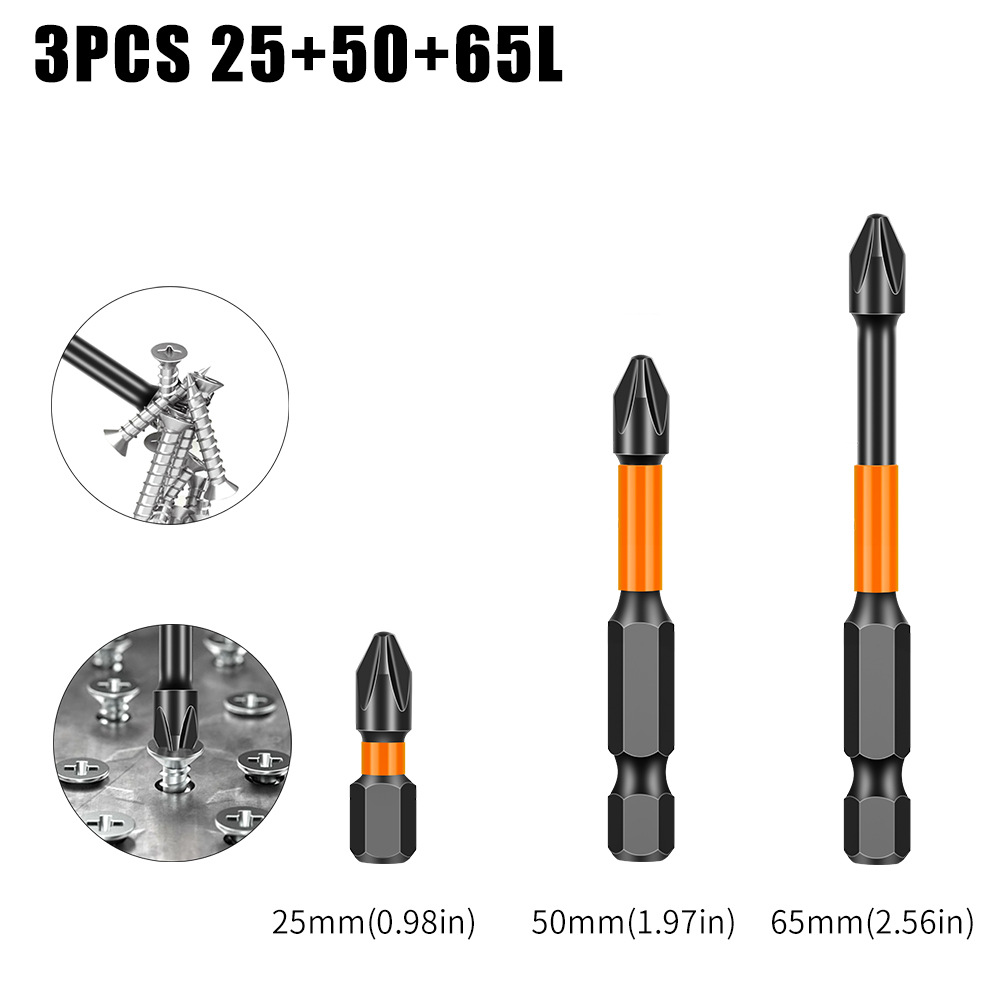 PH2 bullet head Cross torque screwdriver, cross Head screwdriver S2 steel electric screwdriver tip strong magnetic electric drill cross screwdriver undefined
