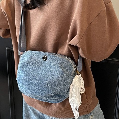 Women's canvas small bag Casual women's casual single-shoulder crossbody bag 2025 new multi-layer mobile phone bag lightweight crossbody bag full figure