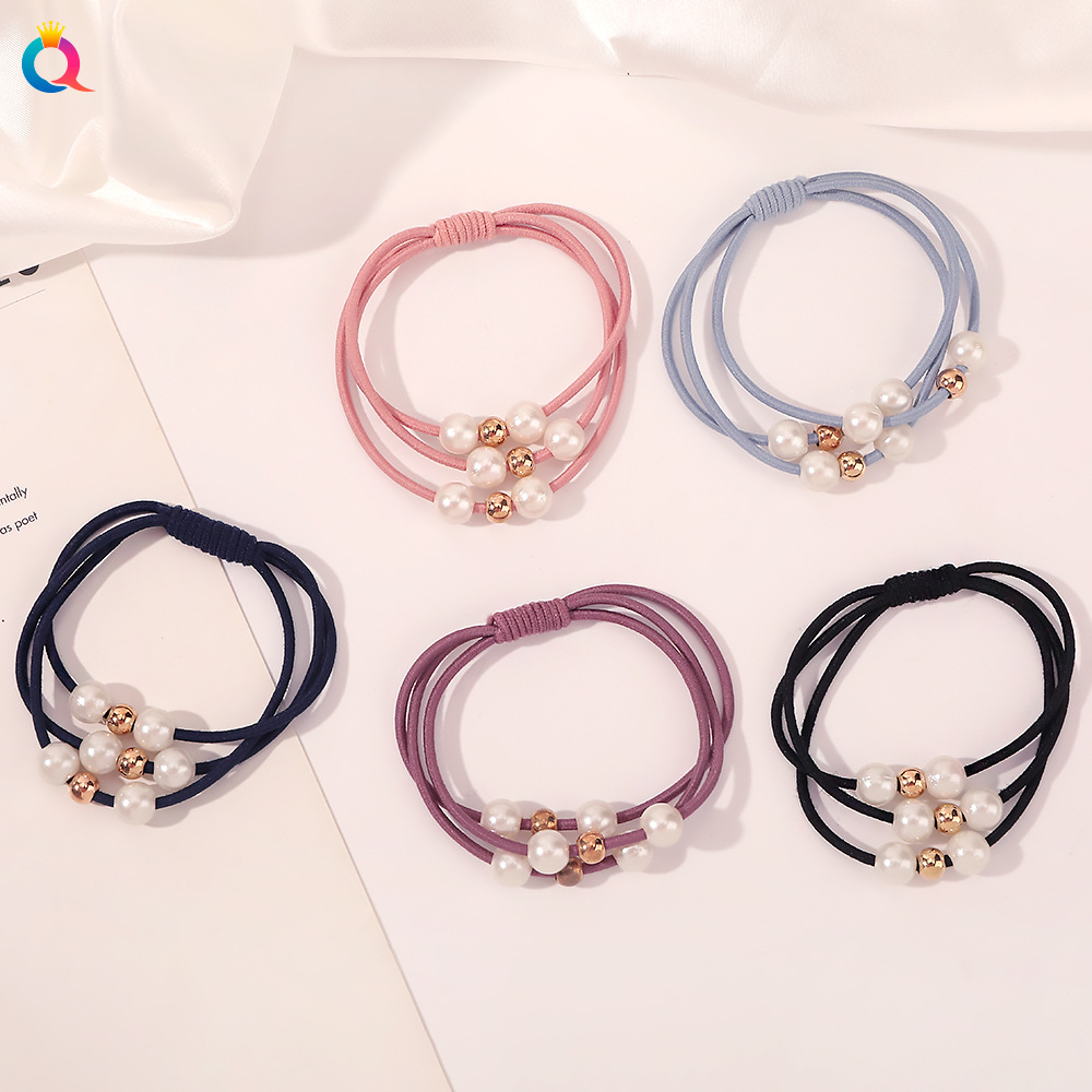 Korean simple pearl beaded hair tie, hair band, multi-layer elastic rubber band, hair tie, hair accessory, hair accessory A98 full figure