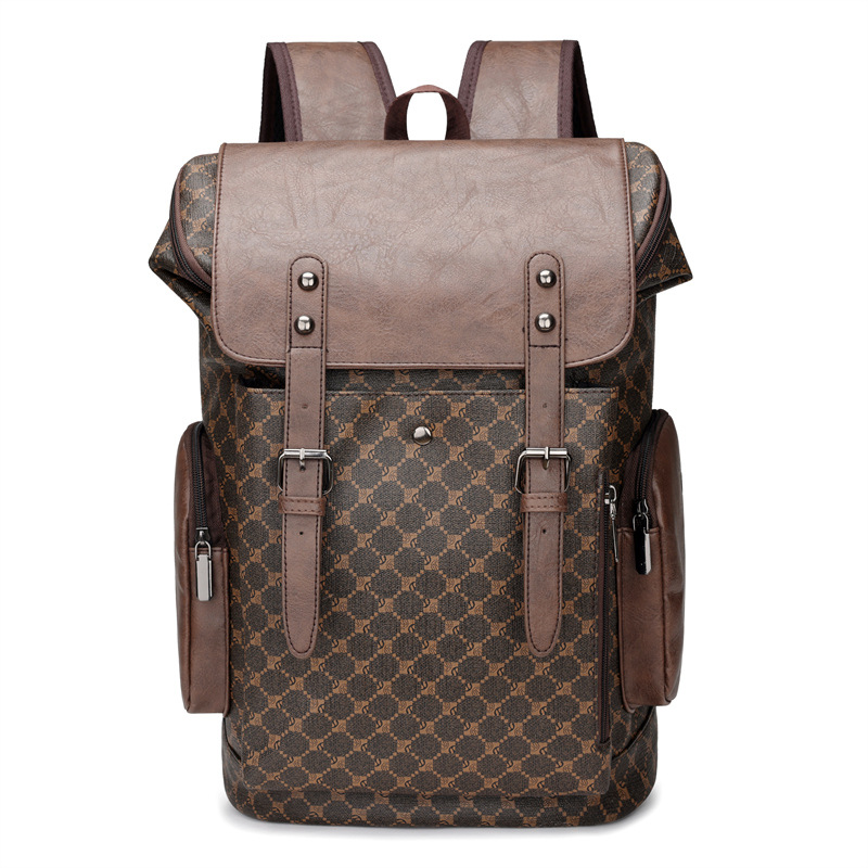 Cross-border 2025 New style backpack for men, casual printed texture business computer bag, color-blocked business travel backpack Item Picture