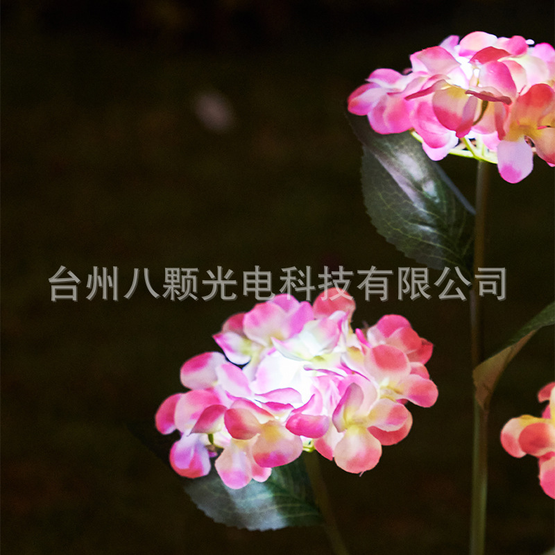 New 3-head solar-powered hydrangea flower lantern outdoor courtyard decoration LED simulation flower lantern Amazon supply details Picture