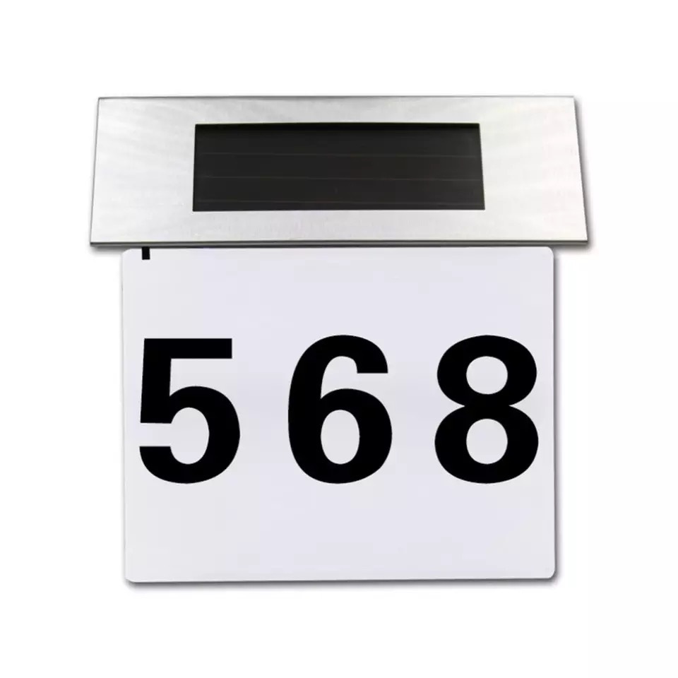 Solar-powered stainless steel house number light, house number indicator light, digital LED number light full figure