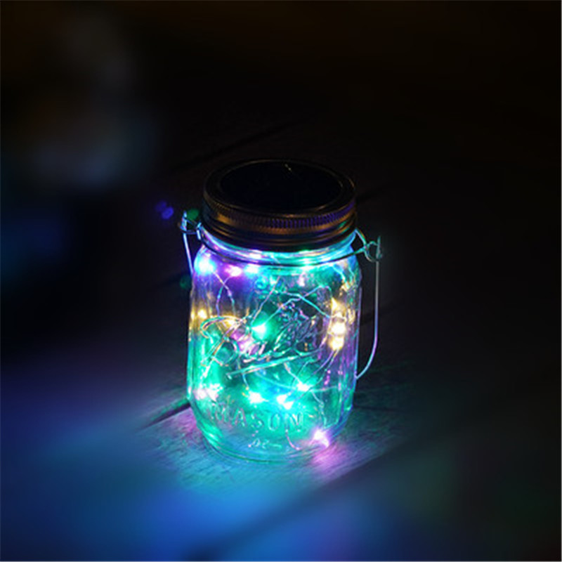 Solar Mason bottle lamp, outdoor glass lamp, LED firefly creative wish lamp, starry sky Christmas hanging lamp Specification drawing