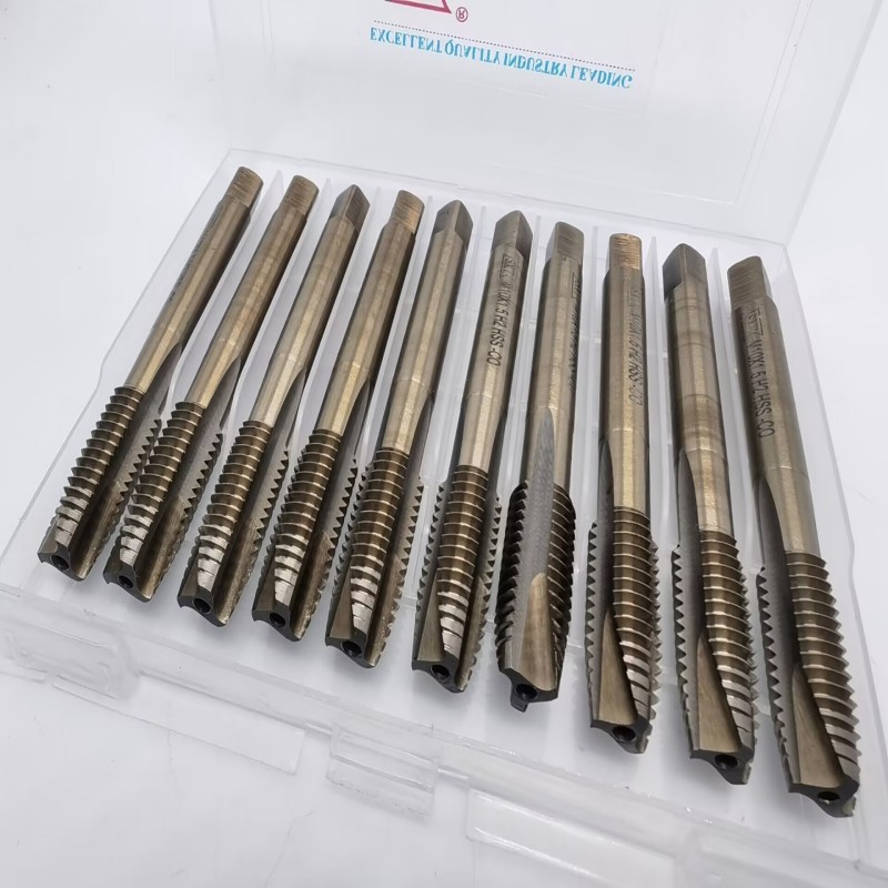 "SXT" Cobalt-containing roasted yellow spiral tap tip, SS-CO high-speed steel machine tap M3-M16 Specification drawing