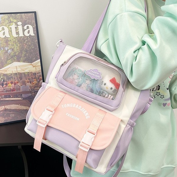 The new Korean version of the multi-color single-shoulder bag for women is a versatile tutorial bag. It can be carried by primary school students to class and by college students when they go out details Picture