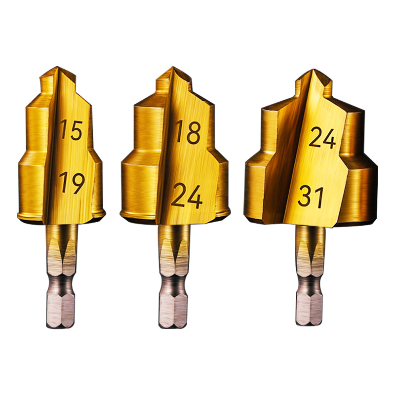 Hexagonal handle PPR riser drill 20/25/32 step drill bit, 4:6-inch water pipe reamer drill manufacturer wholesale Item Picture