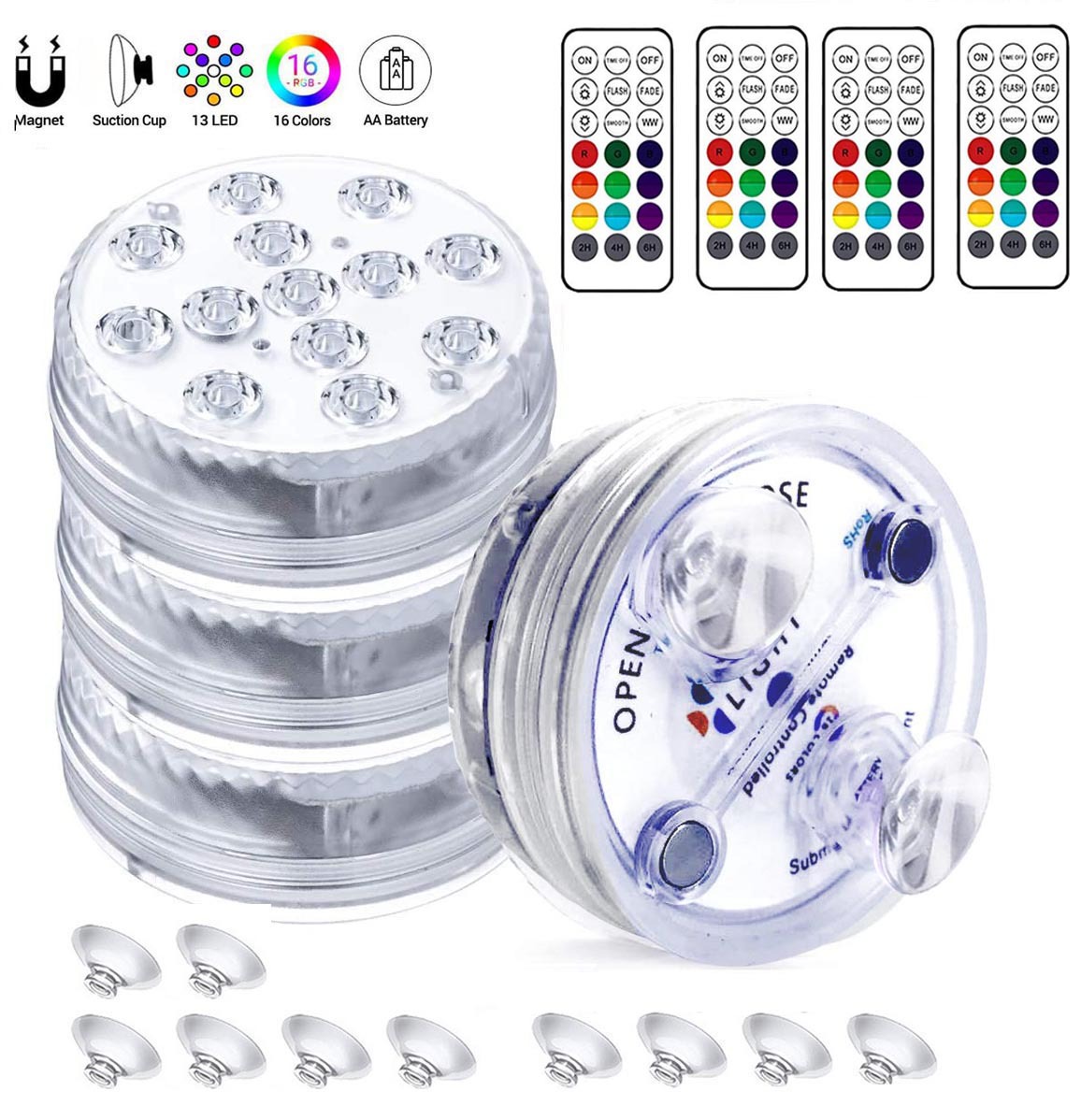 Factory stock of cross-border 7CM, 8.5cm, 13 magnetic strip remote-controlled diving pool, fish tank, candle and landscape lights Item Picture