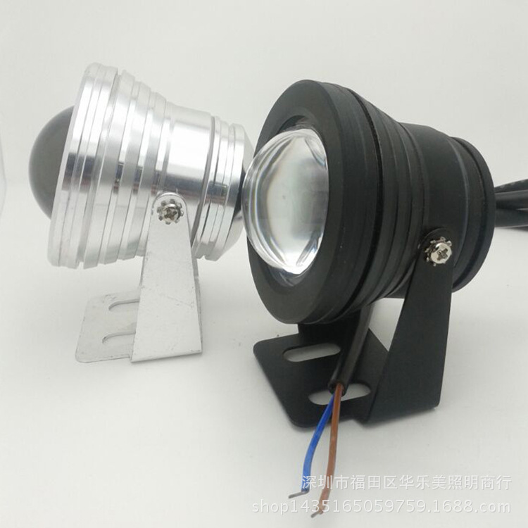 RGB underwater lights, waterproof lights, fish tank spotlights, underwater landscape lights, car lights, lawn lights, 10w seven-color changing lights Specification drawing