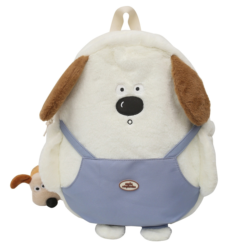 New cute plush puppy backpack for autumn and winter, a small backpack for women's Instagram outings, a Japanese-style student storage backpack Item Picture