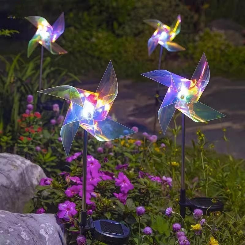 Solar laser iridescent windmill lawn lights, outdoor waterproof garden decorative ground insert courtyard lights, landscape lights details Picture