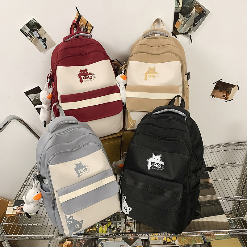 2025 color-blocking large-capacity student schoolbags, junior and senior high school backpacks, simple and Ins-style computer bags, and fashionable bags Specification drawing