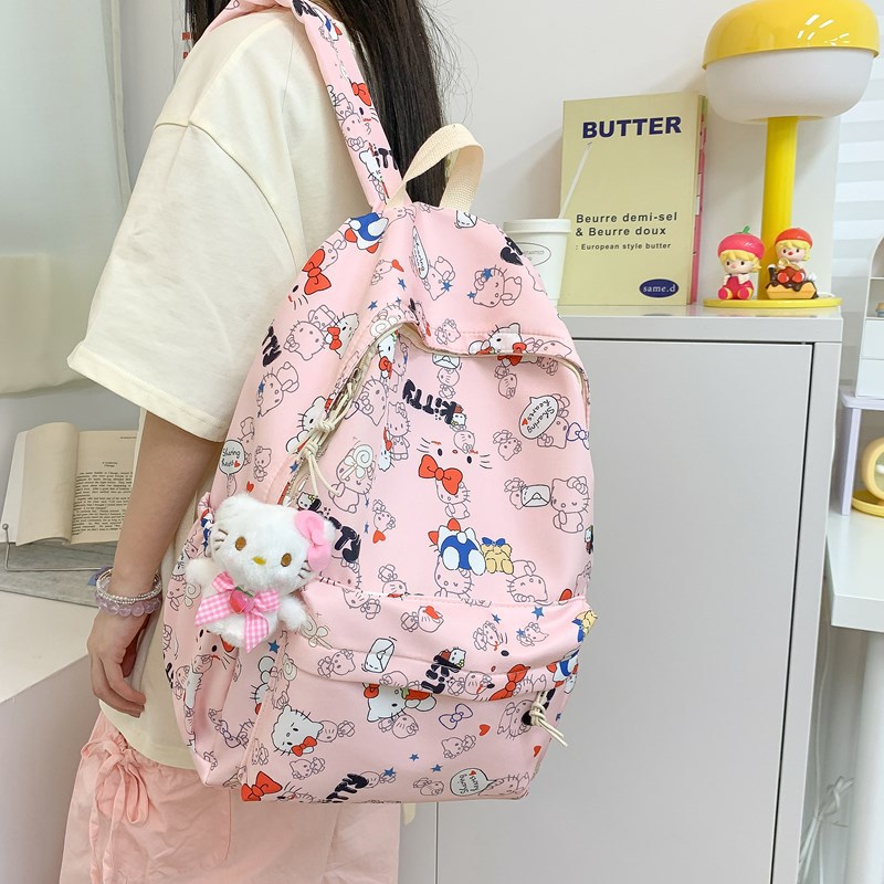 New graffiti schoolbag, ins style forest-themed college student backpack, lightweight shoulder strap, large capacity and cute backpack for students Specification drawing
