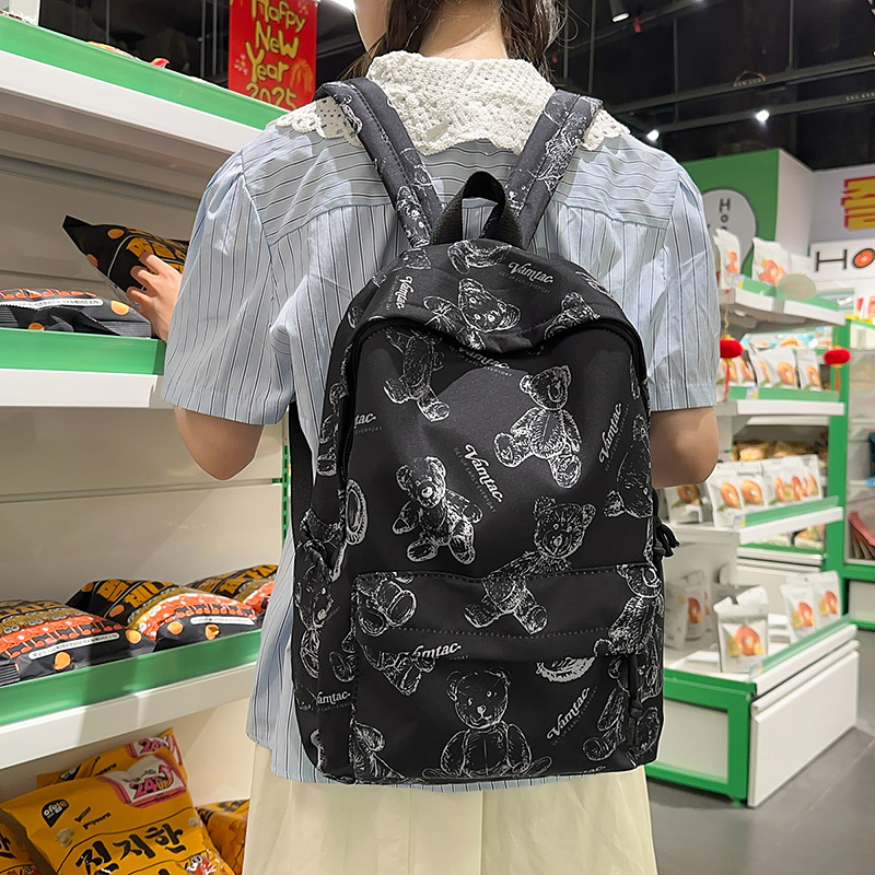 Simple ins backpacks for boys and girls in junior high school, large-capacity printed backpacks for high school students, and backpacks for college students details Picture