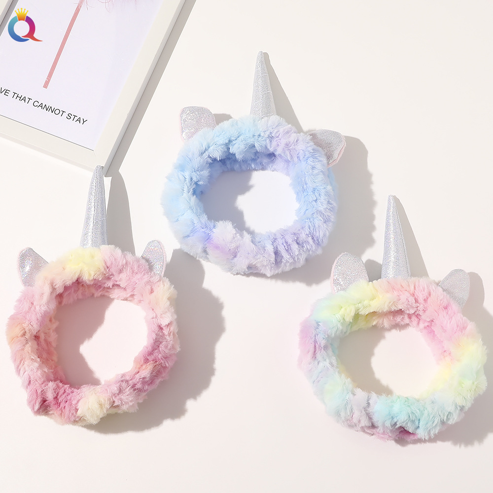 Qiyue's new Korean version ice cream color-changing unicorn hair band, cute face mask, hair band, hair band and headband for girls full figure