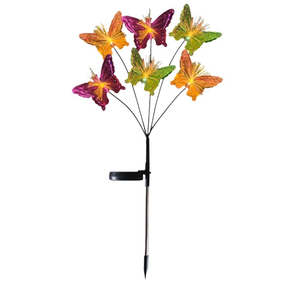New solar fiber laser butterfly ground insert light, courtyard garden decorative light, lawn outdoor camping LED light Item Picture