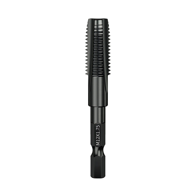 Pneumatic hexagonal handle straight groove tap hand drill tapping M3-m12 air screwdriver tapping black high-speed steel machine tap Item Picture