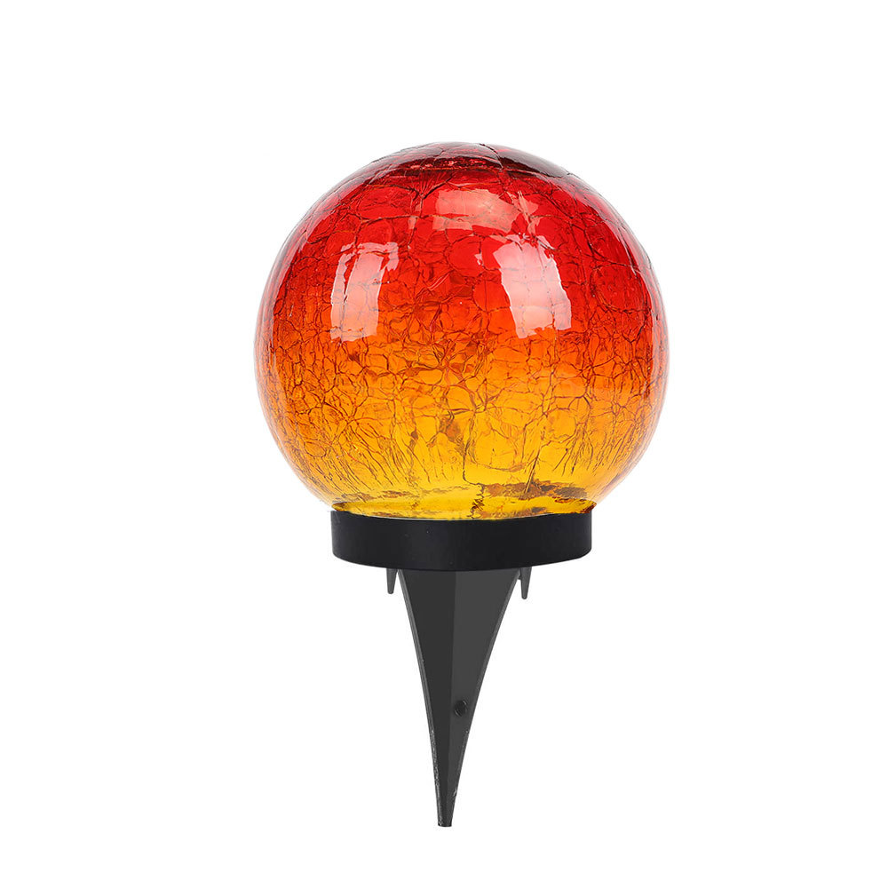 Amazon solar gradient red crack ball lamp, outdoor waterproof garden lamp, courtyard decoration lawn lamp, glass Item Picture