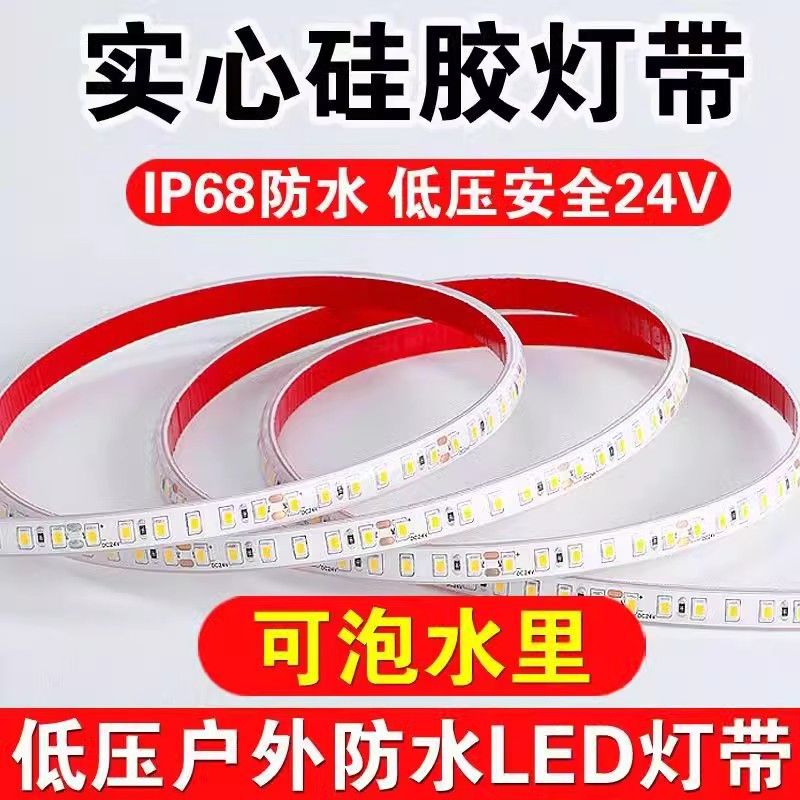 Outdoor 24v low-voltage waterproof led light strips soaked in water, outdoor ultra-bright solid glue-filled fish tank and swimming pool linear lights full figure