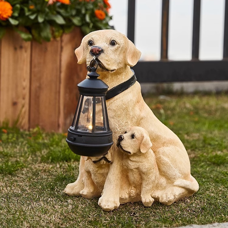 Solar-powered outdoor garden lamps, waterproof garden decoration, landscape arrangement, outdoor creative puppy figurines, lawn lamps details Picture