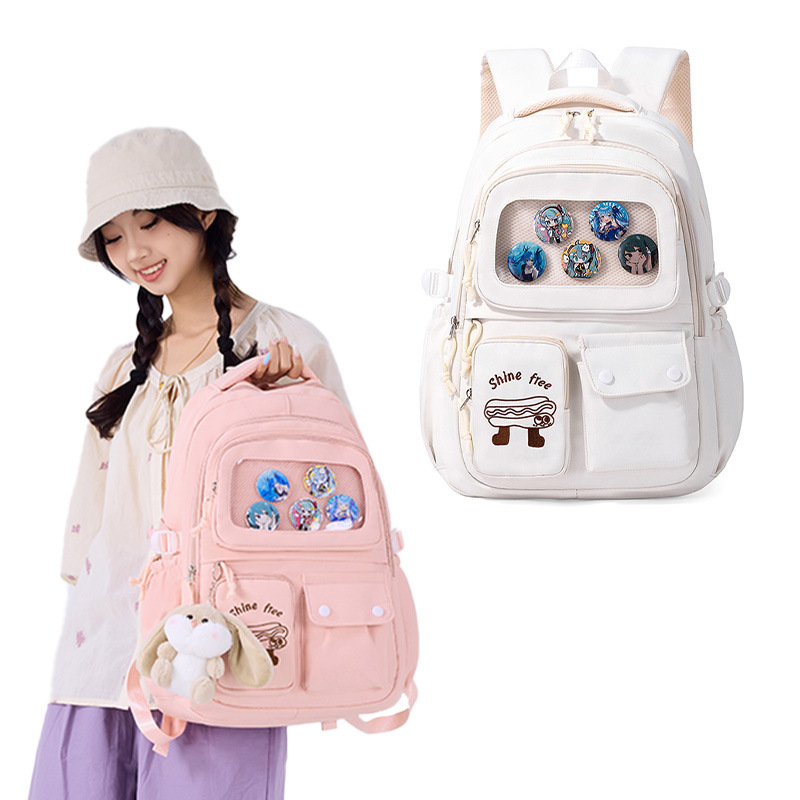 A cute female student's Instagram backpack with a large capacity for college students, a backpack for high school and junior high school students, and a backpack with a high level of appearance details Picture