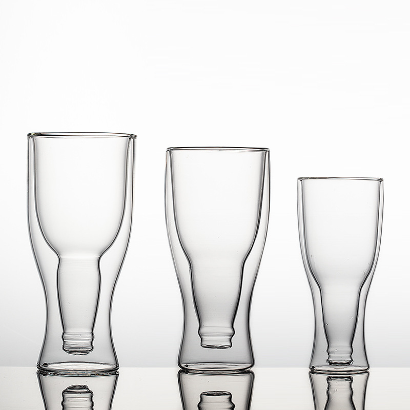 Transparent draft beer cups, high borosilicate glass cups, creative cold drink cups, cross-border double-layer beer cups, and logo advertising cups can be added Application Scenario