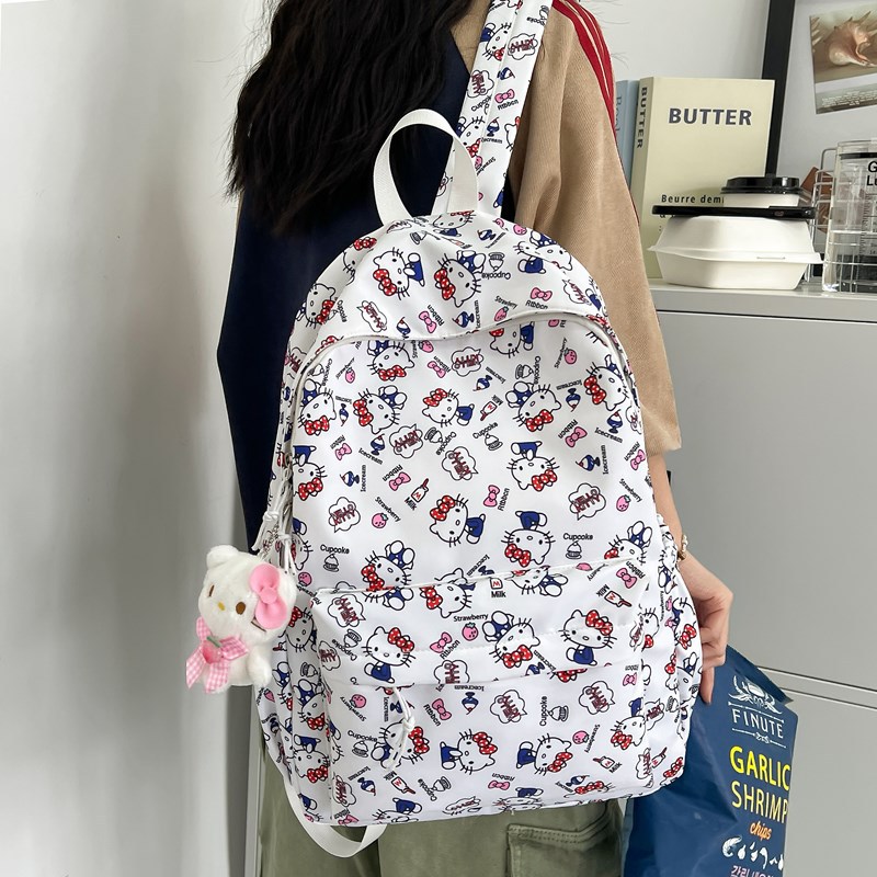 New trendy backpack for junior and senior high school students, cute bag and schoolbag, double shoulder, ins campus style graffiti, large capacity full figure