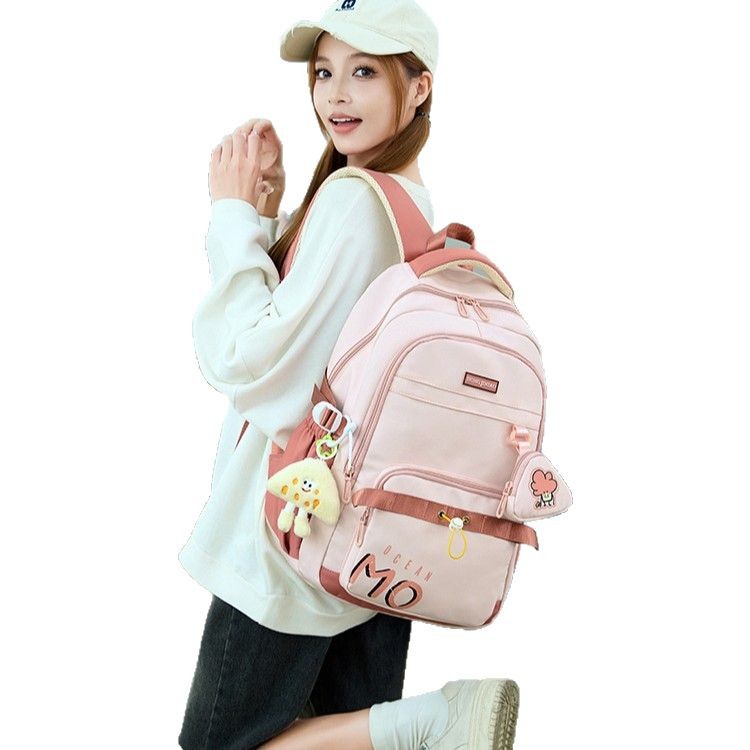 New fashionable backpacks for girls, large-capacity backpacks for junior high school students, high appearance level, durable backpacks wholesale Item Picture