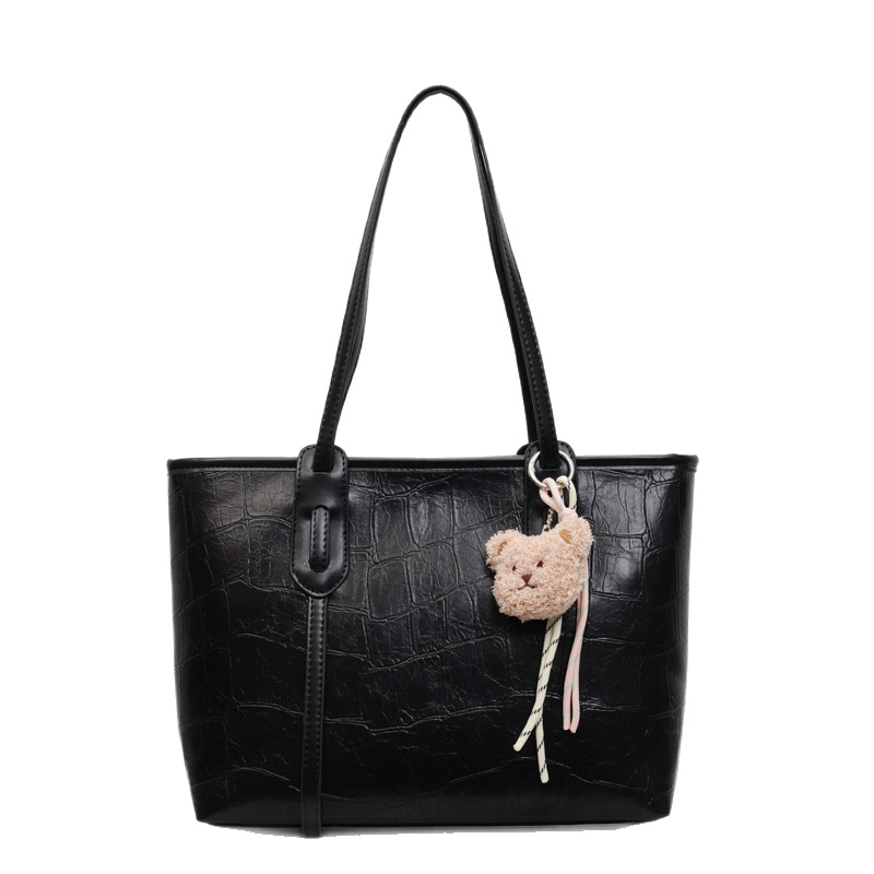 High-end stone-patterned large-capacity hand-held tote bag for women 2025 new style, fashionable and simple solid color commuting single-shoulder bag Item Picture