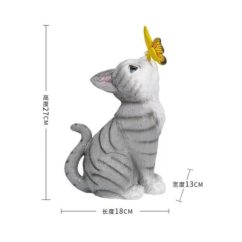 Outdoor solar-powered illuminated cat and rabbit-shaped lamps, creative resin ornaments, courtyard landscape and garden decorative lamps Item Picture