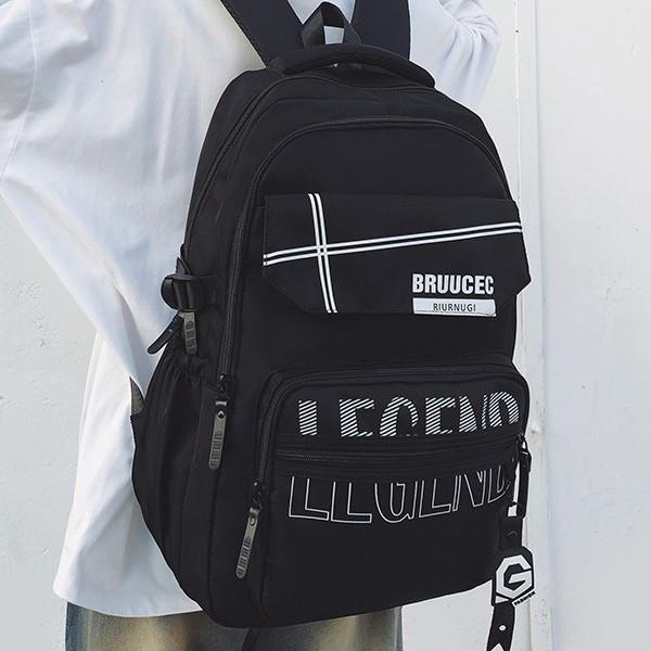 Simple computer bag, men's backpack, high school student spliced double-shoulder backpack, cool and versatile, college birthday style large backpack full figure