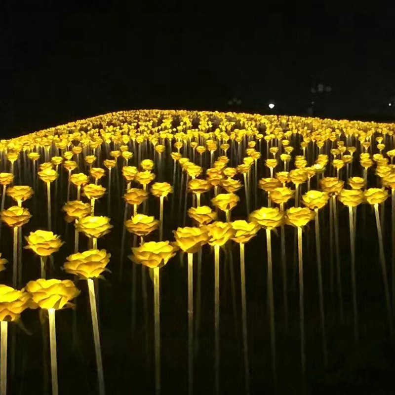 led rose ground insert light, outdoor waterproof luminous rose landscape courtyard decoration lighting, lawn light insert details Picture
