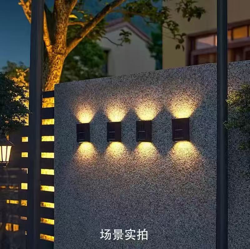 Solar outdoor garden lamp, household wall lamp, decorative arrangement, fence washing, new style of top and bottom luminous atmosphere wall lamp details Picture